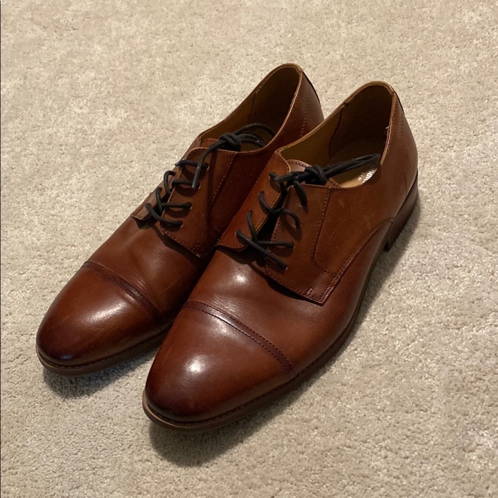 Goodfellow & Co Brown Oxford Dress Shoes Cap-Toe Leather